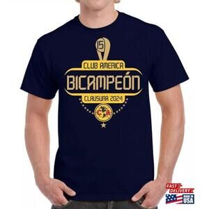 Club America Liga Mx Bicampen Black Tshirt Classic
